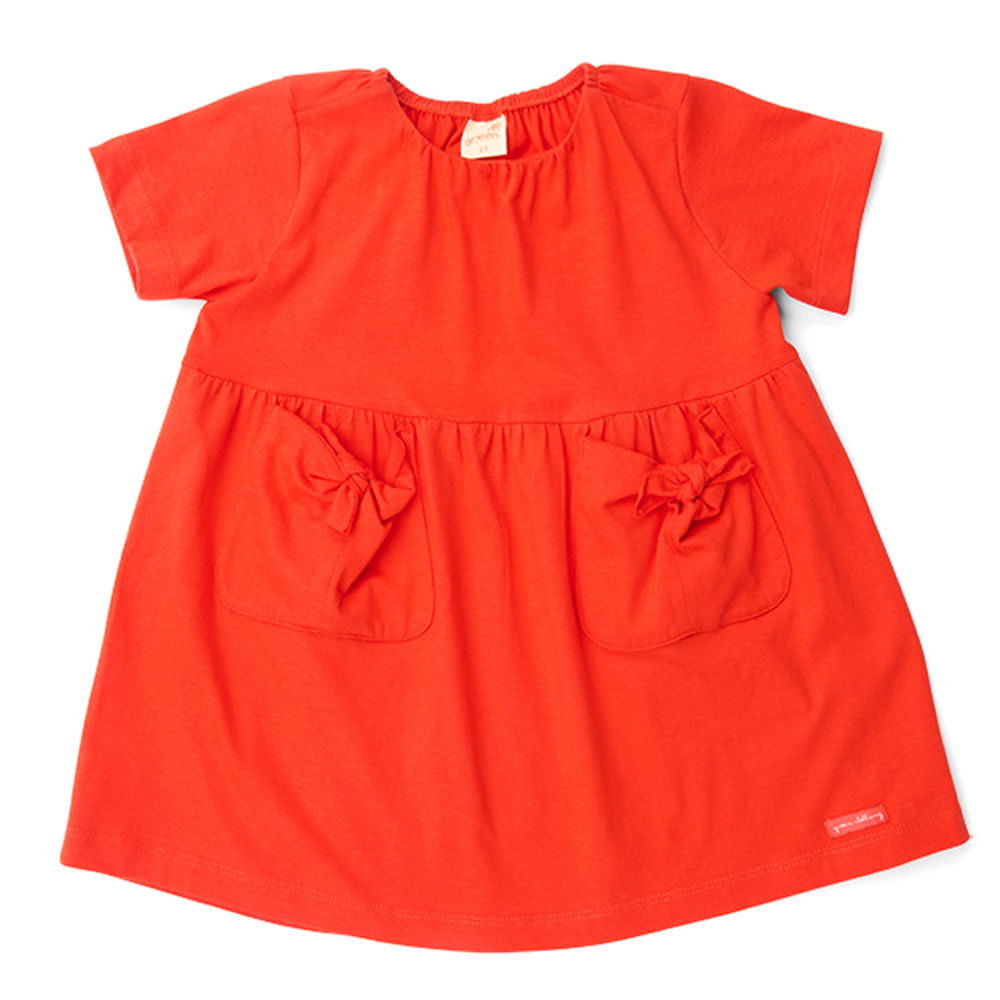 Vestido Toddler Bolso Color Vermelho